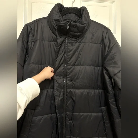 NWT EILEEN FISHER Eggshell Recycled Nylon Stand Collar Coat - Picture 8 of 11